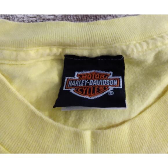 Harley-Davidson Rocky St Thomas Flames Mens T-Shirt Yellow Crew Vintage 1998 XL - Picture 4 of 12